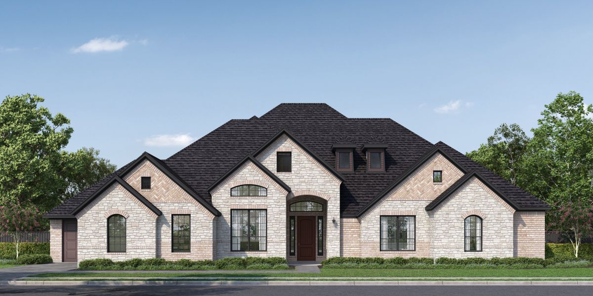 Front exterior of a new home in Heritage, McLendon-Chisholm, TX, highlighting curb appeal (Image 17).