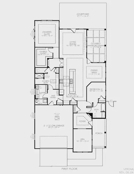 2D floor plan layout for the Verona by Epcon Communities in The Courtyards at Walters Farm, Huntersville, NC (Image 4).