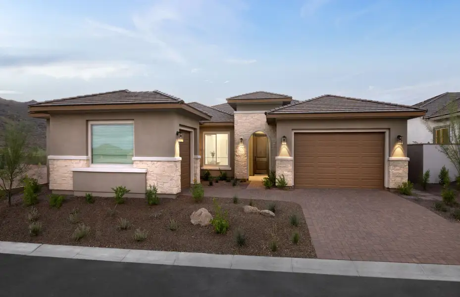 Representative exterior photo of a completed home built from the Acclaim by Pulte Homes in Regent Hills - Enchantment Series, Buckeye, AZ (Image 22).