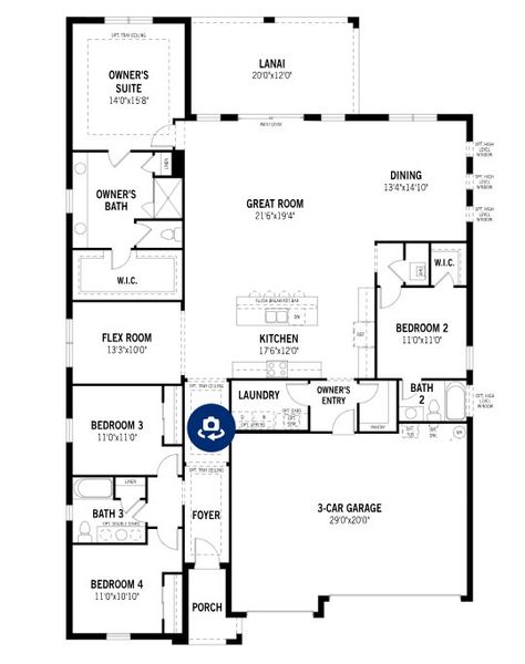 2D floor plan layout for the Mesa Verde by Mattamy Homes in Crosswind Ranch, Parrish, FL (Image 3).