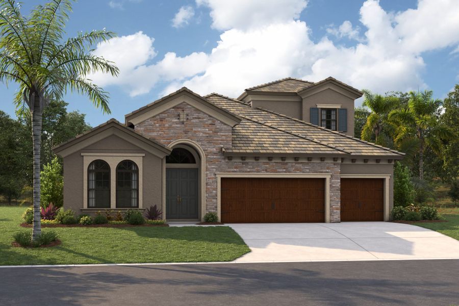 Representative exterior photo of a completed home built from the Biscayne II by Homes by WestBay in Oakfield, Parrish, FL (Image 22).
