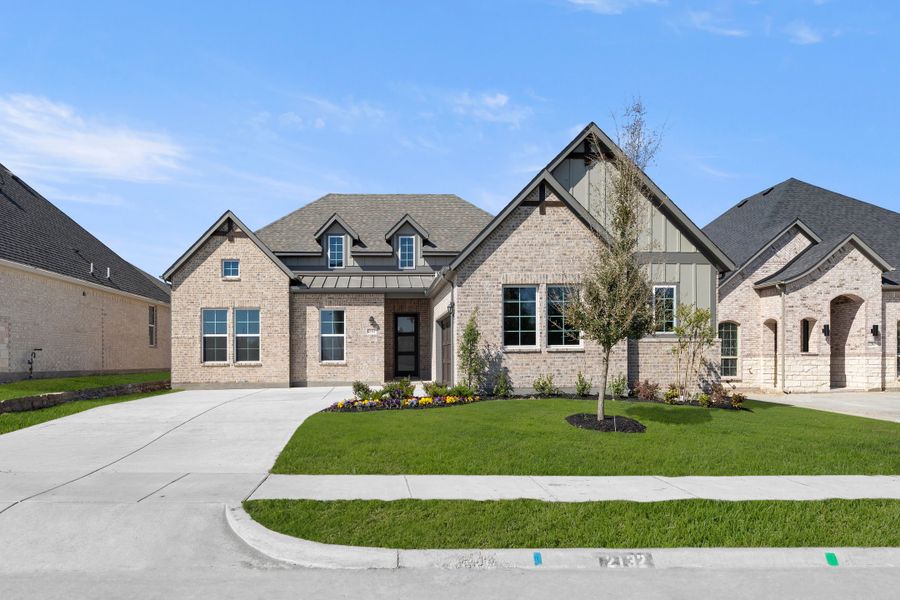 Representative exterior photo of a completed home built from the Henry- 70ft Home Site by Rockwell Homes in Nelson Lake Estates, Rockwall, TX (Image 28). Representative exterior photo of a completed home built from the Henry- 70ft Home Site by Rockwell Homes in Nelson Lake Estates, Rockwall, TX (Image 28).