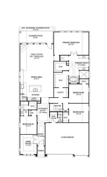 2D floor plan layout of this home in Meridiana 60', Manvel, TX (Image 2).