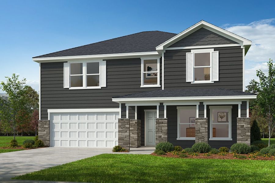 Representative exterior photo of a completed home built from the 2539 by KB Home in Bella Vista Classic, Denver, NC (Image 11). Representative exterior photo of a completed home built from the 2539 by KB Home in Bella Vista Classic, Denver, NC (Image 11).