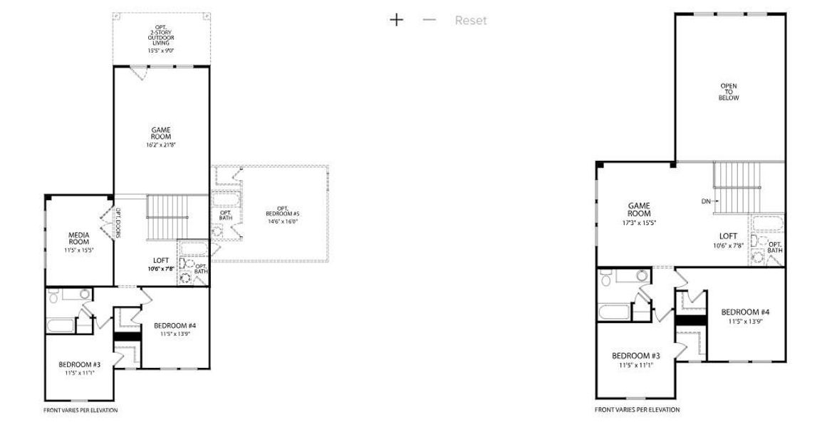 2D floor plan layout of this home in The Hollows Canyon - 60', Lago Vista, TX (Image 6).