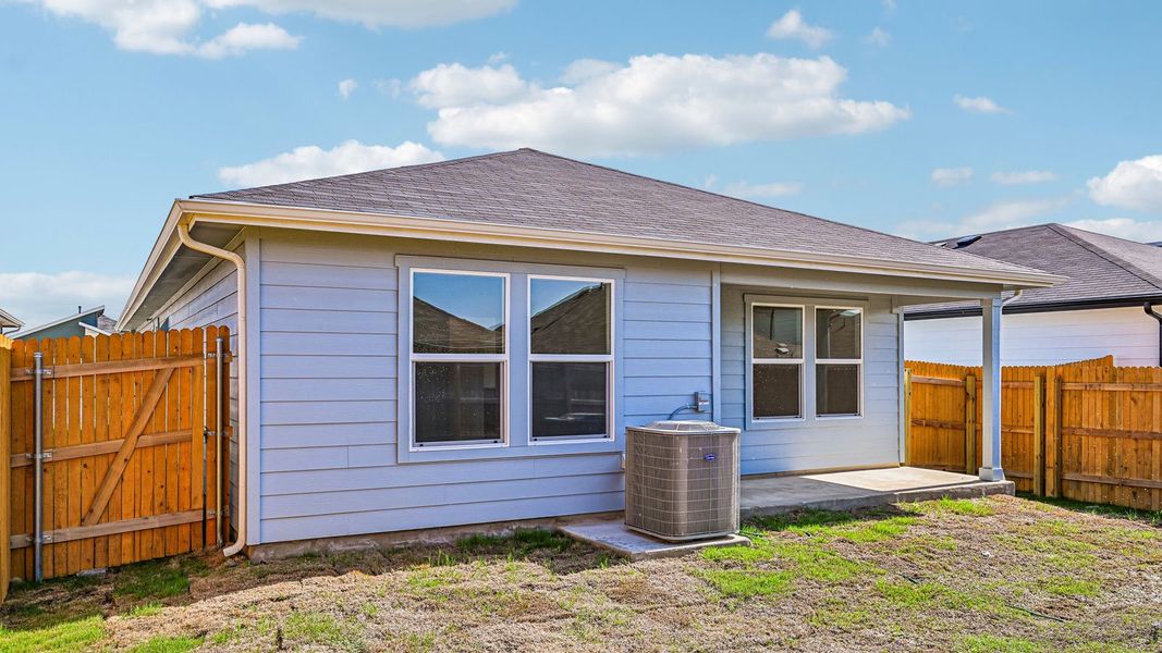 Exterior details and patio area of a home in Southgrove, Kyle (Image 26).