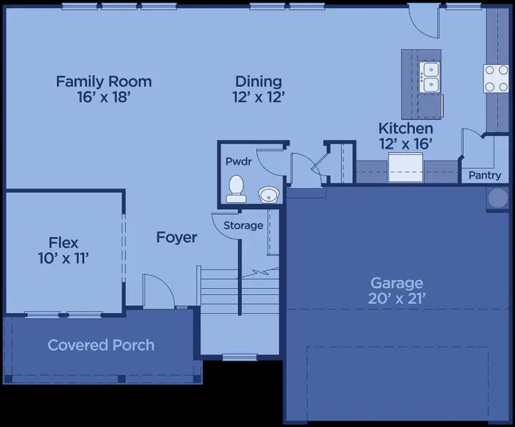 2D floor plan layout for the Atkinson by UnionMain Homes in Austin Springs, Bethlehem, GA (Image 5).