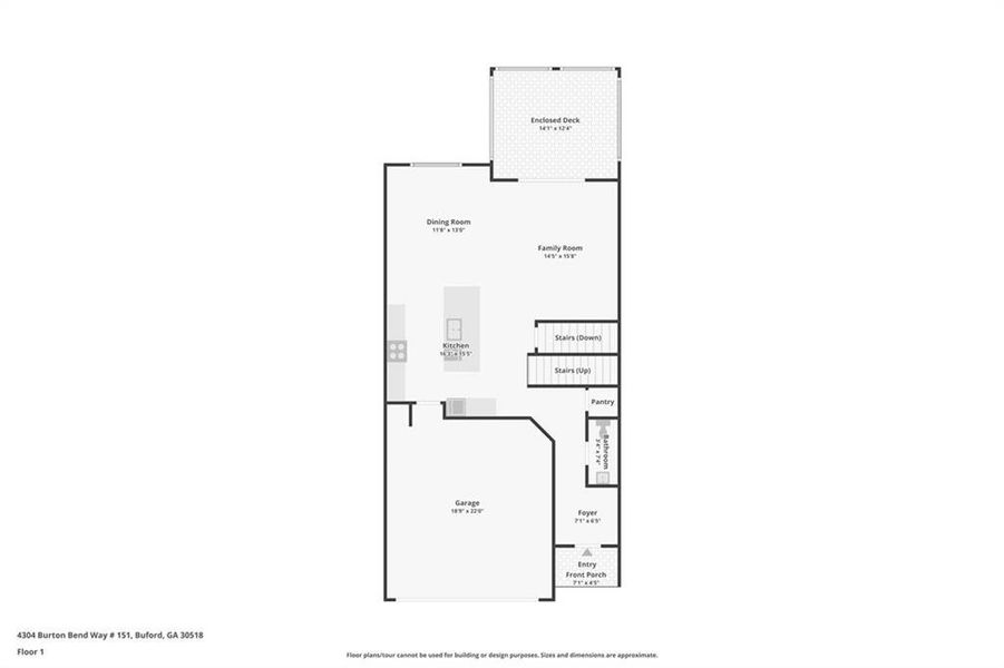 2D floor plan layout of this home in Millcroft Townhomes, Buford, GA (Image 7).