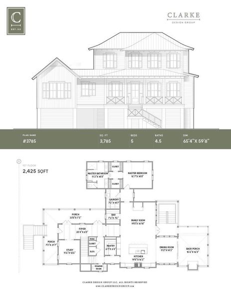 Exterior rendering of this home design in , Sullivan's Island, SC (Image 1).
