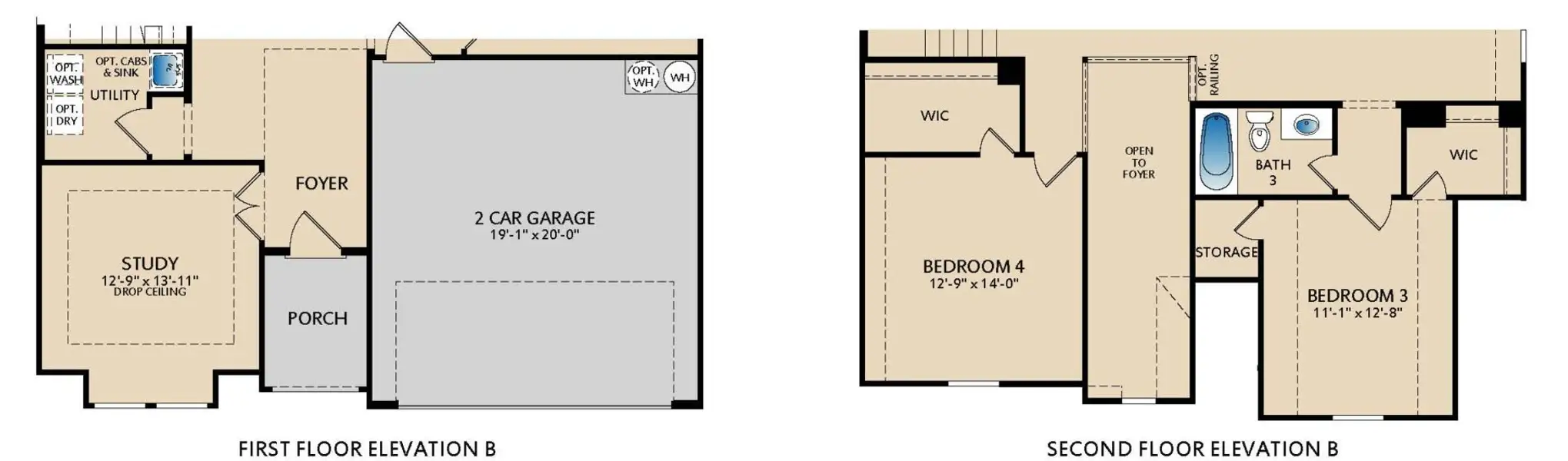 2D floor plan layout for the Westbury by Pacesetter Homes in Creekview Meadows, Pilot Point, TX (Image 5).