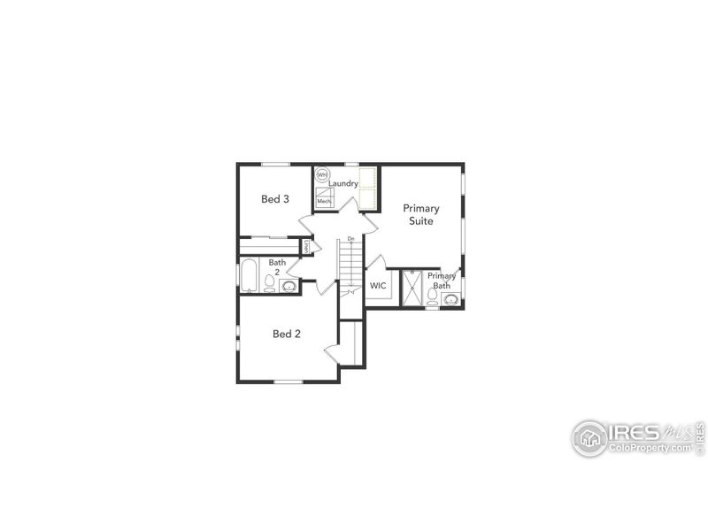 2D floor plan layout of this home in Thompson River Ranch, Johnstown, CO (Image 4).
