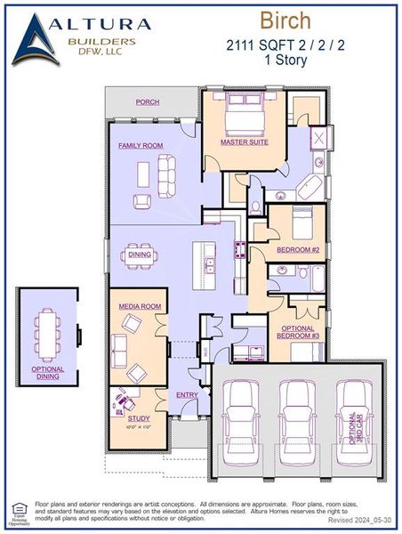 Birch Floor Plan - Page 1 (3 bed opt)