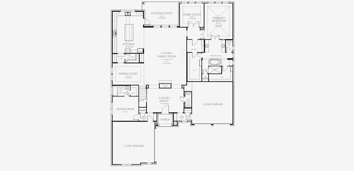 2D floor plan layout for the 4296W by Perry Homes in Jubilee 80', Hockley, TX (Image 3). 2D floor plan layout for the 4296W by Perry Homes in Jubilee 80', Hockley, TX (Image 3).