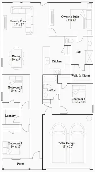 2D floor plan layout of this home in Magnolia Forest, Magnolia, TX (Image 3).
