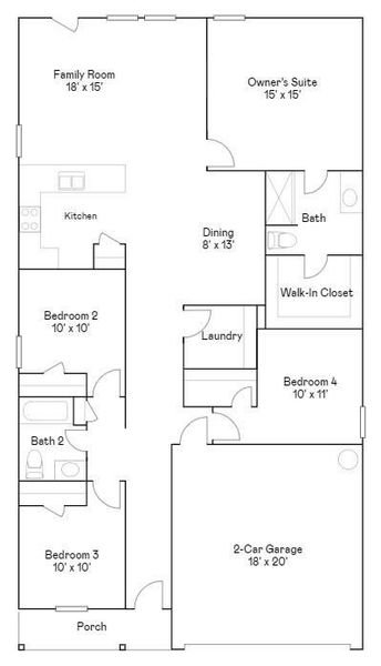 2D floor plan layout of this home in Magnolia Forest, Magnolia, TX (Image 3).