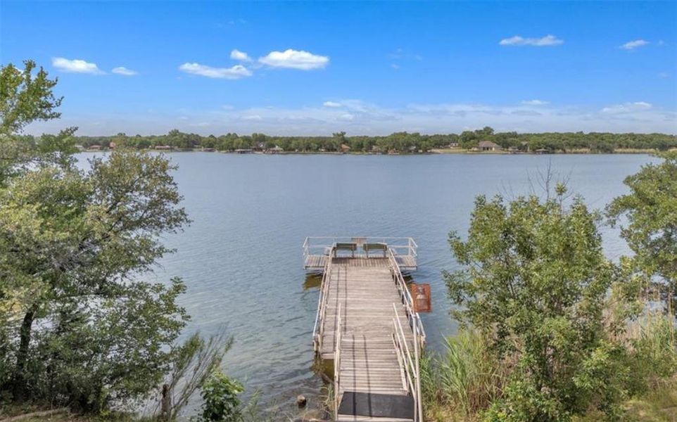 Boat dock and picture of lake