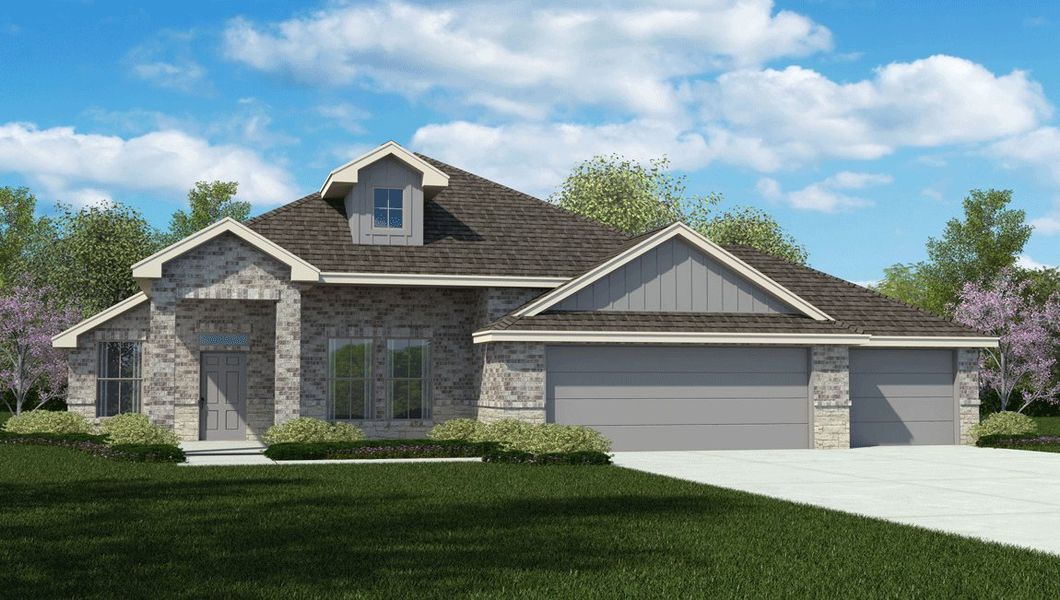 Representative exterior photo of a completed home built from the Elmwood by D.R. Horton in Country Meadows, Thorndale, TX (Image 2).
