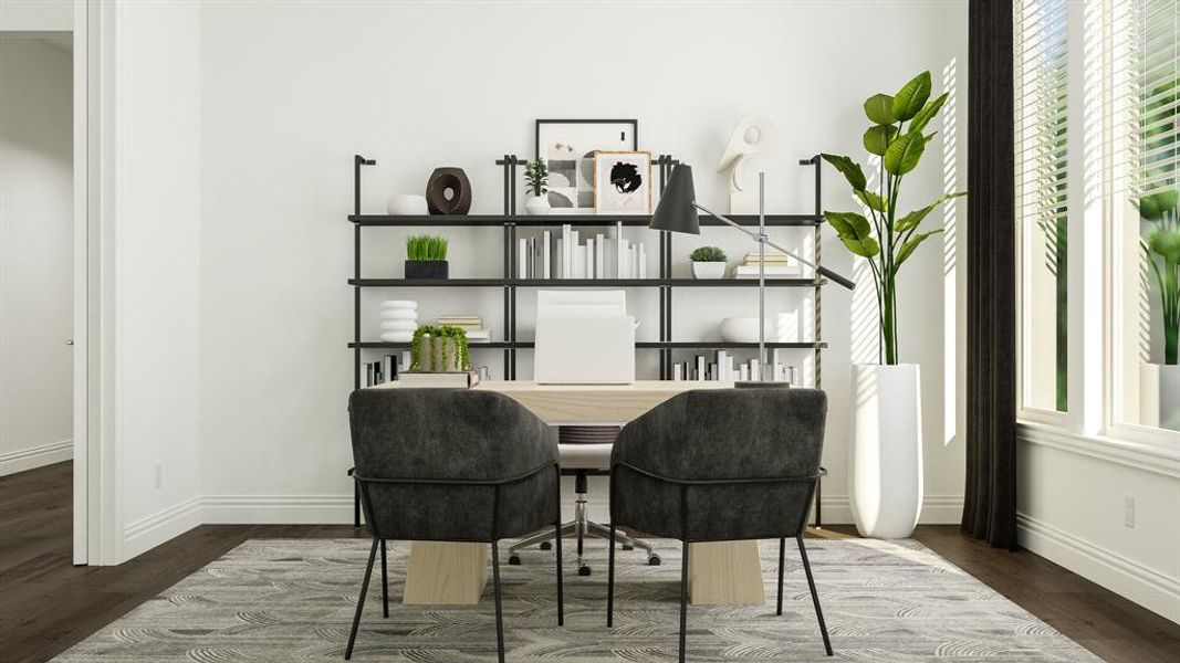 Sitting room featuring dark hardwood / wood-style floors