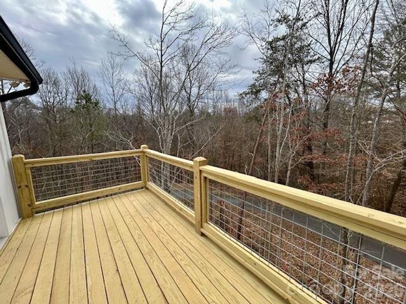 Large privacy deck with goat wire as pickets