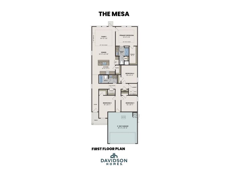 2D floor plan layout for the The Mesa A by Davidson Homes LLC in Morgan Meadows, San Antonio, TX (Image 3). 2D floor plan layout for the The Mesa A by Davidson Homes LLC in Morgan Meadows, San Antonio, TX (Image 3).