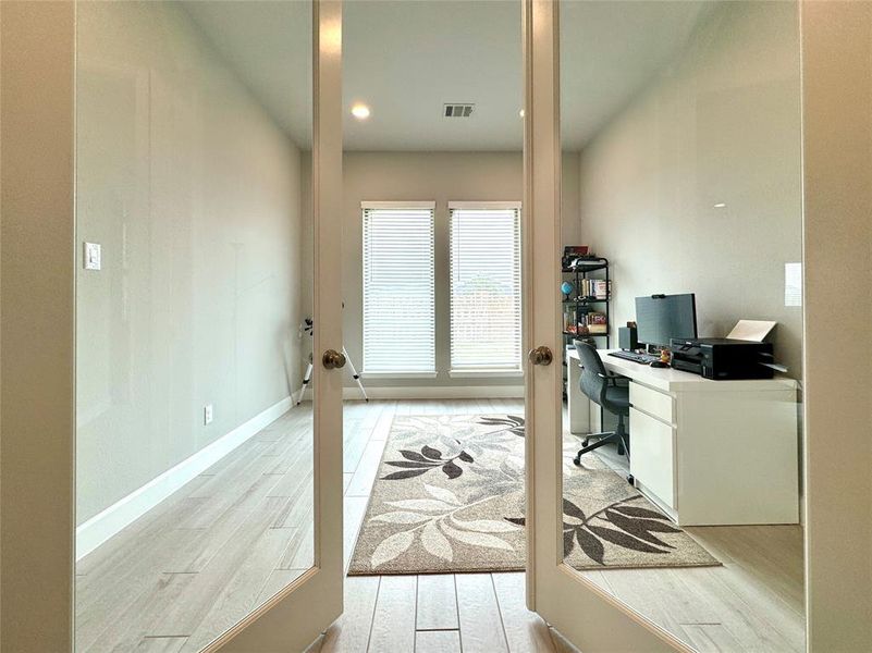 Home Office w/ Glass & Wood French Doors