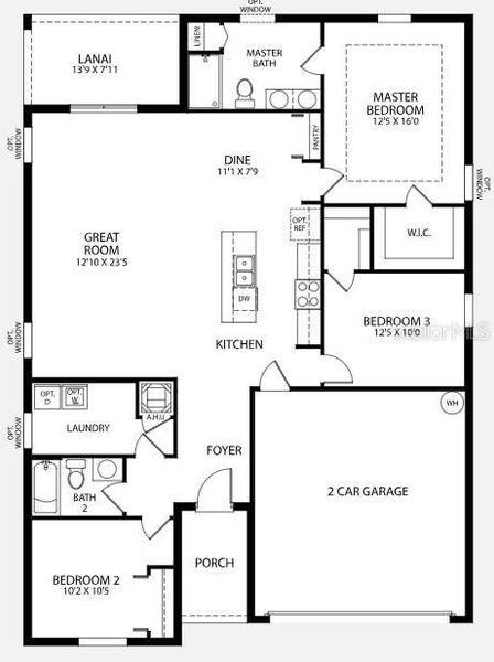 2D floor plan layout of this home in Ormond & Daytona Beach, Ormond Beach, FL (Image 3).