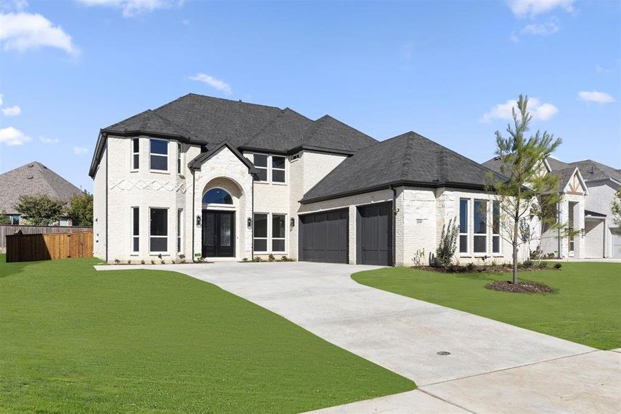 Front exterior of a new home in Wellspring Estates, Celina, TX, highlighting curb appeal (Image 1). Front exterior of a new home in Wellspring Estates, Celina, TX, highlighting curb appeal (Image 1).