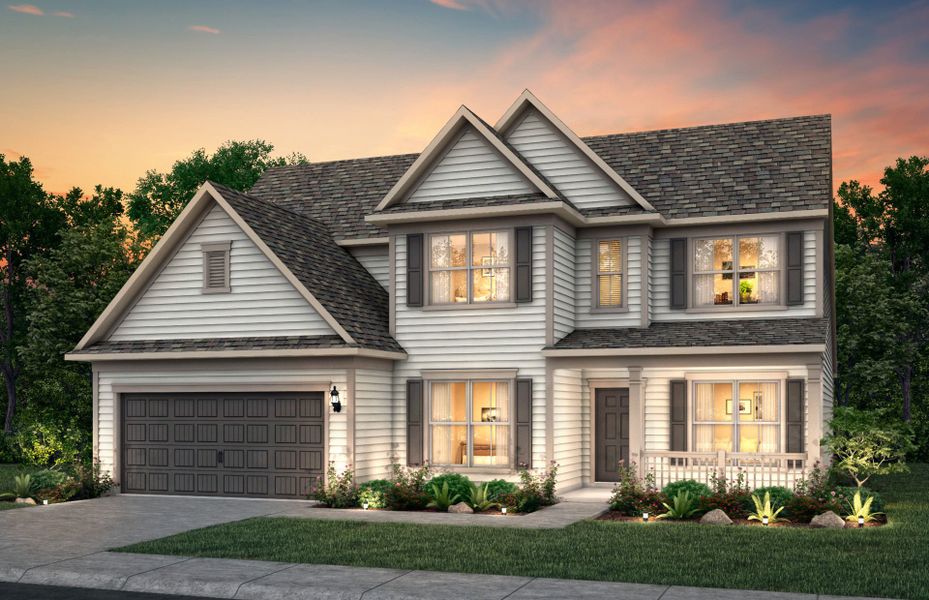 Vanderbilt New Home Exterior 51 with front porch and included two car garage.