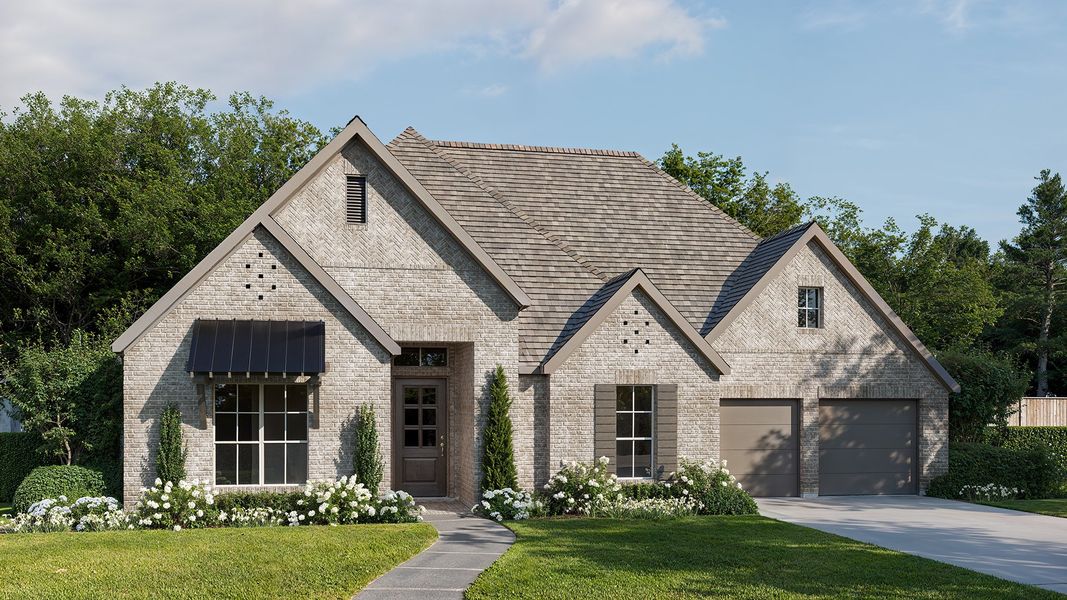Representative exterior photo of a completed home built from the 3430W by Perry Homes in Sweetgrass 80', Haslet, TX (Image 1).
