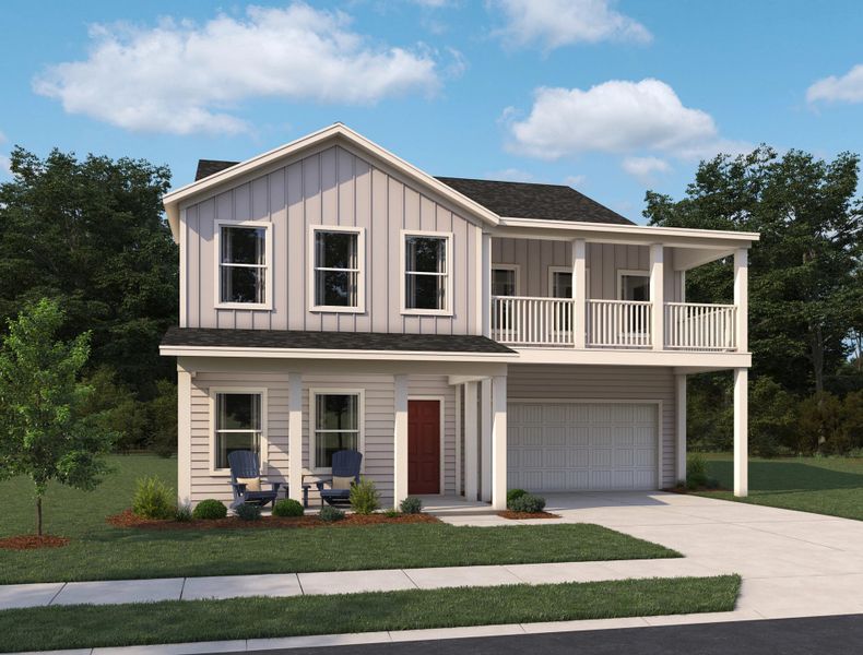 Representative exterior photo of a completed home built from the Jefferson by Ashton Woods in Tea Farm: Presidents Series, Ravenel, SC (Image 20).