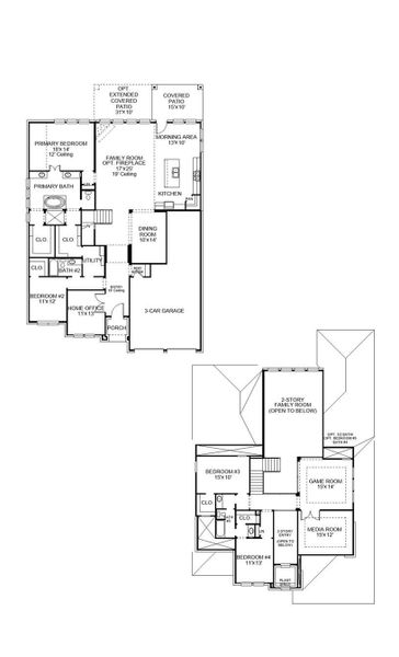 2D floor plan layout of this home in Katy Court 65', Katy, TX (Image 2).