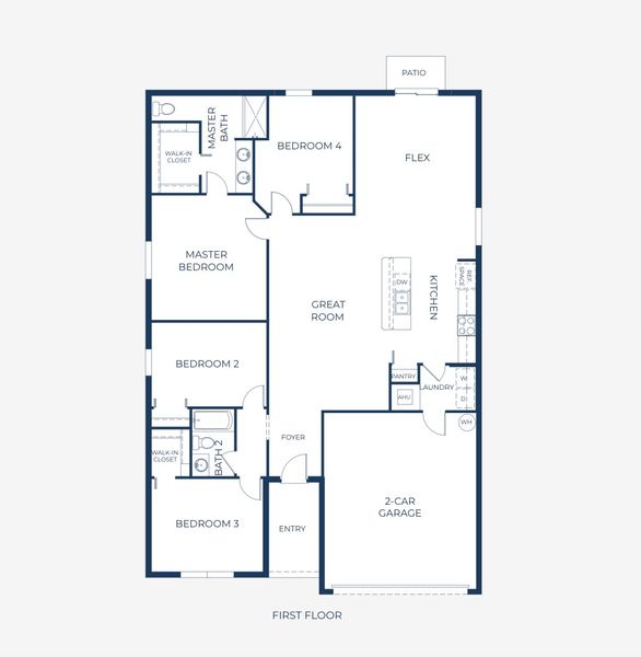 2D floor plan layout for the Marigold by Maronda Homes in Citrus Springs, Citrus Springs, FL (Image 3).
