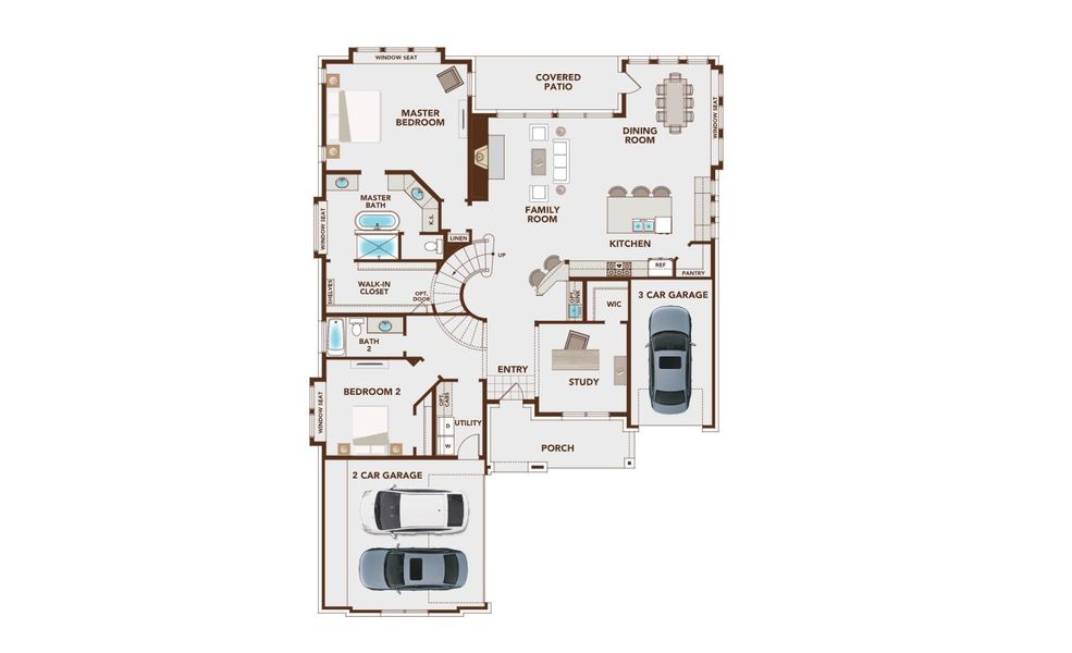 2D floor plan layout for the Grand South Pointe by Grand Homes in Grand Estates of Anna, Anna, TX (Image 3). 2D floor plan layout for the Grand South Pointe by Grand Homes in Grand Estates of Anna, Anna, TX (Image 3).