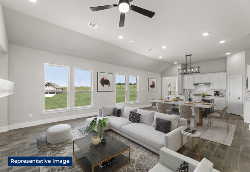 Representative furnished interior of a home built from the Denton F by First Texas Homes in The Villages of Hurricane Creek, Anna (Image 5). Representative furnished interior of a home built from the Denton F by First Texas Homes in The Villages of Hurricane Creek, Anna (Image 5).