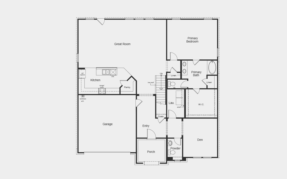 2D floor plan layout for the Plan 3147 Modeled by KB Home in Sierra Vista at Kelly Ranch, Aledo, TX (Image 11).