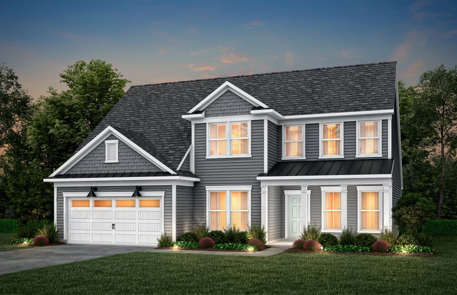 Vanderbilt Exterior 55 features siding, shakes, covered front sitting porch and 2 car garage