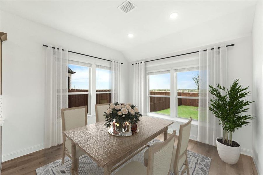 The Breakfast Room offers informal dining and a great place to enjoy a great view of the backyard. This room is also large enough to seat several if you choose to use the Formal Dining for something besides dining.