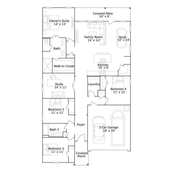 2D floor plan layout of this home in Anniston, Katy, TX (Image 2).