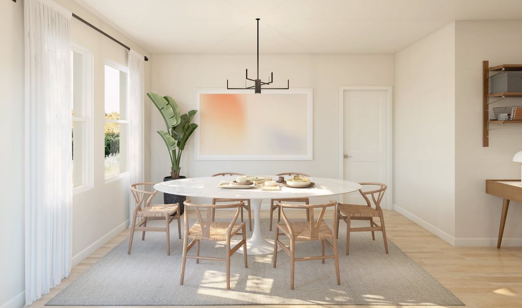 Dining area with chandelier Dining area with chandelier