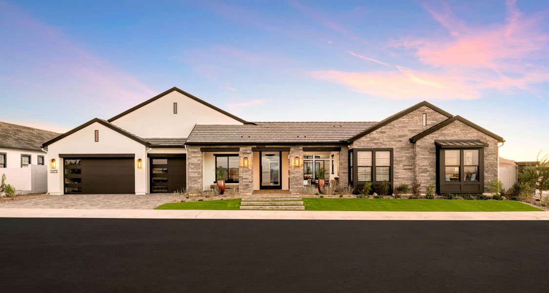Representative exterior photo of a completed home built from the Calida Plan 9002 by Tri Pointe Homes in Emberly, Gilbert, AZ (Image 22).