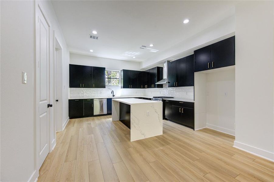 Large kitchen with soft close drawer and cabinet doors