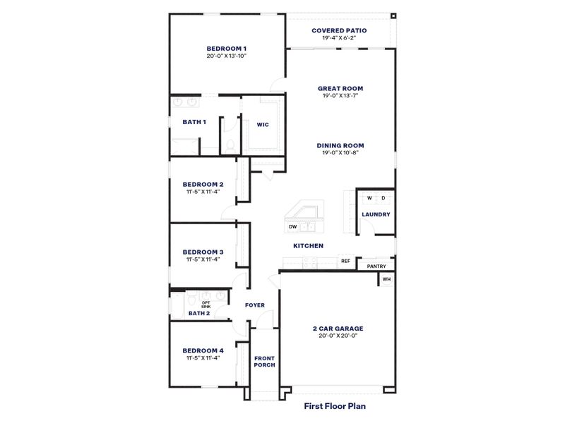2D floor plan layout for the Kingston by D.R. Horton in Anthem at Merrill Ranch, Florence, AZ (Image 5). 2D floor plan layout for the Kingston by D.R. Horton in Anthem at Merrill Ranch, Florence, AZ (Image 5).