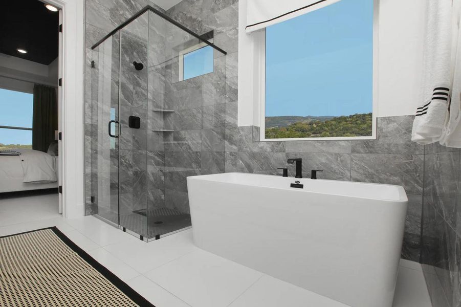 Furnished interior view inside a new home in Rough Hollow The District, Lakeway (Image 9).