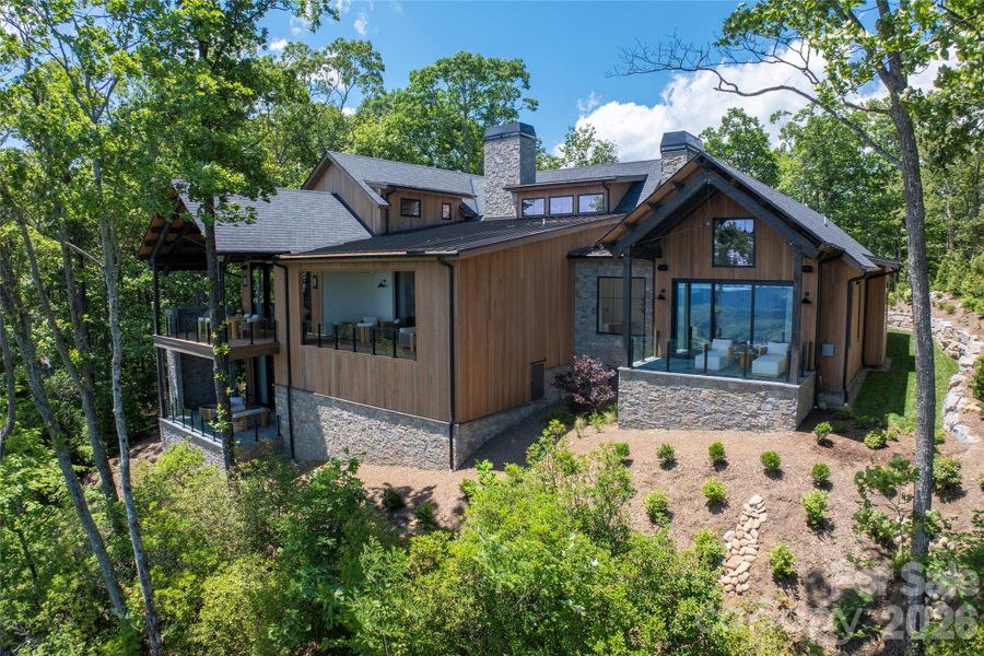 Exterior details and patio area of a home in , Lake Toxaway (Image 22). Exterior details and patio area of a home in , Lake Toxaway (Image 22).
