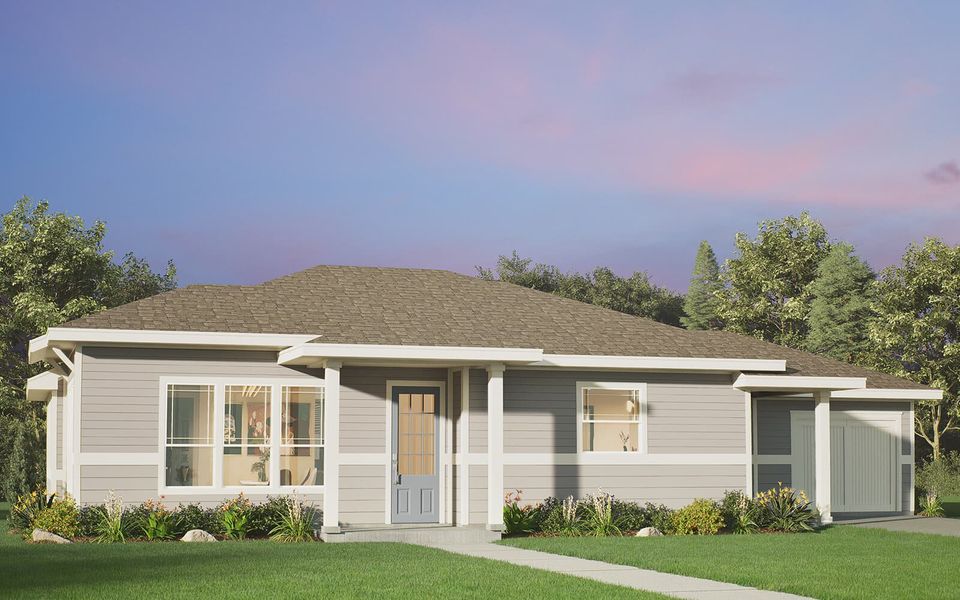 Representative exterior photo of a completed home built from the Langston by Brookfield Residential in Urban Courtyard Homes at Easton Park, Austin, TX (Image 2).