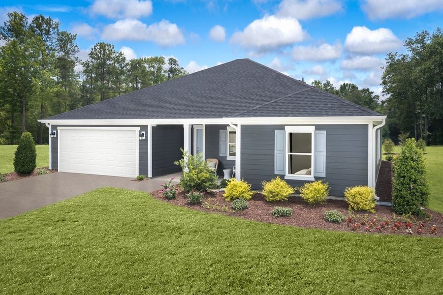 Representative exterior photo of a completed home built from the Plan 1910 Modeled by KB Home in Elyse Meadows, Lillington, NC (Image 12).