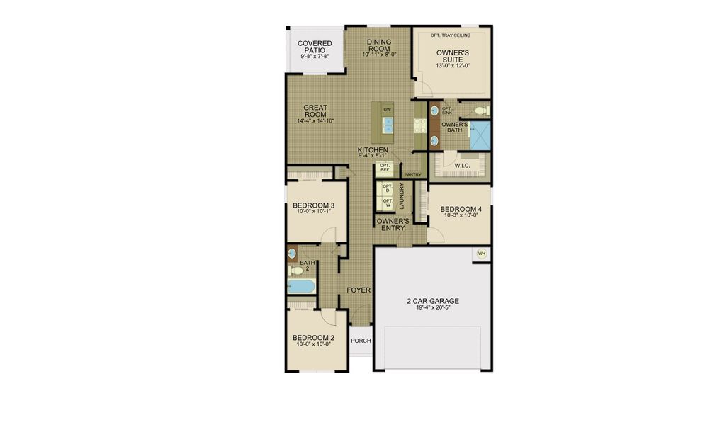 2D floor plan layout for the Prickly Pear by View Homes in Desert Breeze, Horizon City, TX (Image 3).