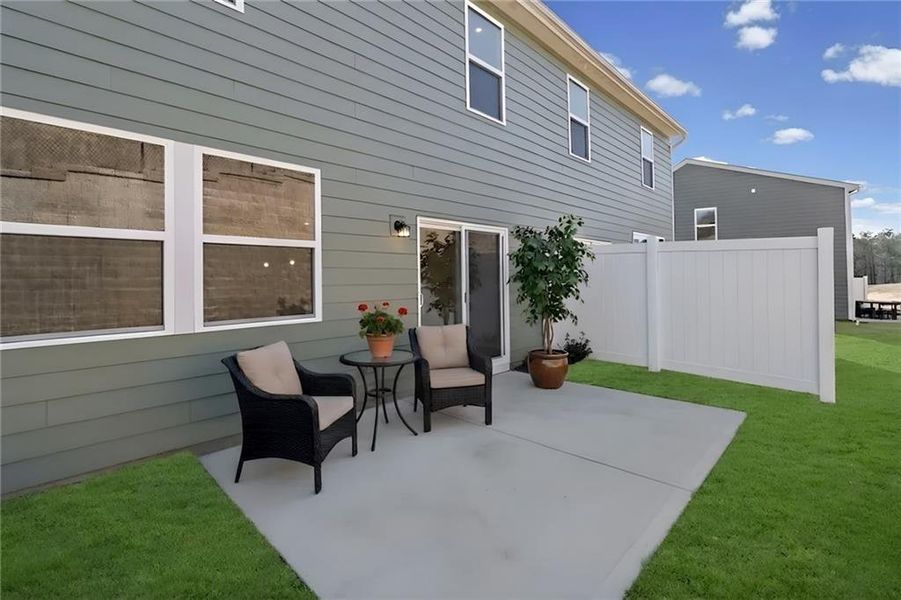 Exterior details and patio area of a home in Villas at Gold Creek, Dawsonville (Image 4).