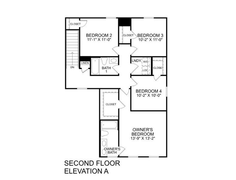 2D floor plan layout for the Iris by Ryan Homes in Wren Woods 2-Story, Gray Court, SC (Image 3).