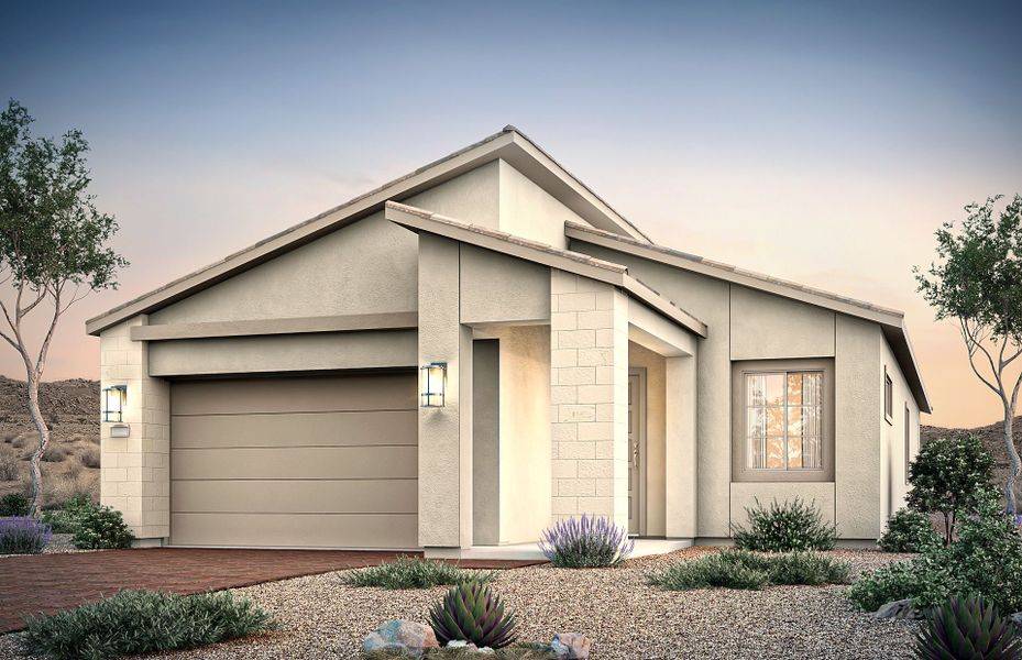Representative exterior photo of a completed home built from the Hewitt II by Pulte Homes in Regent Hills - Meadow Series, Buckeye, AZ (Image 2).
